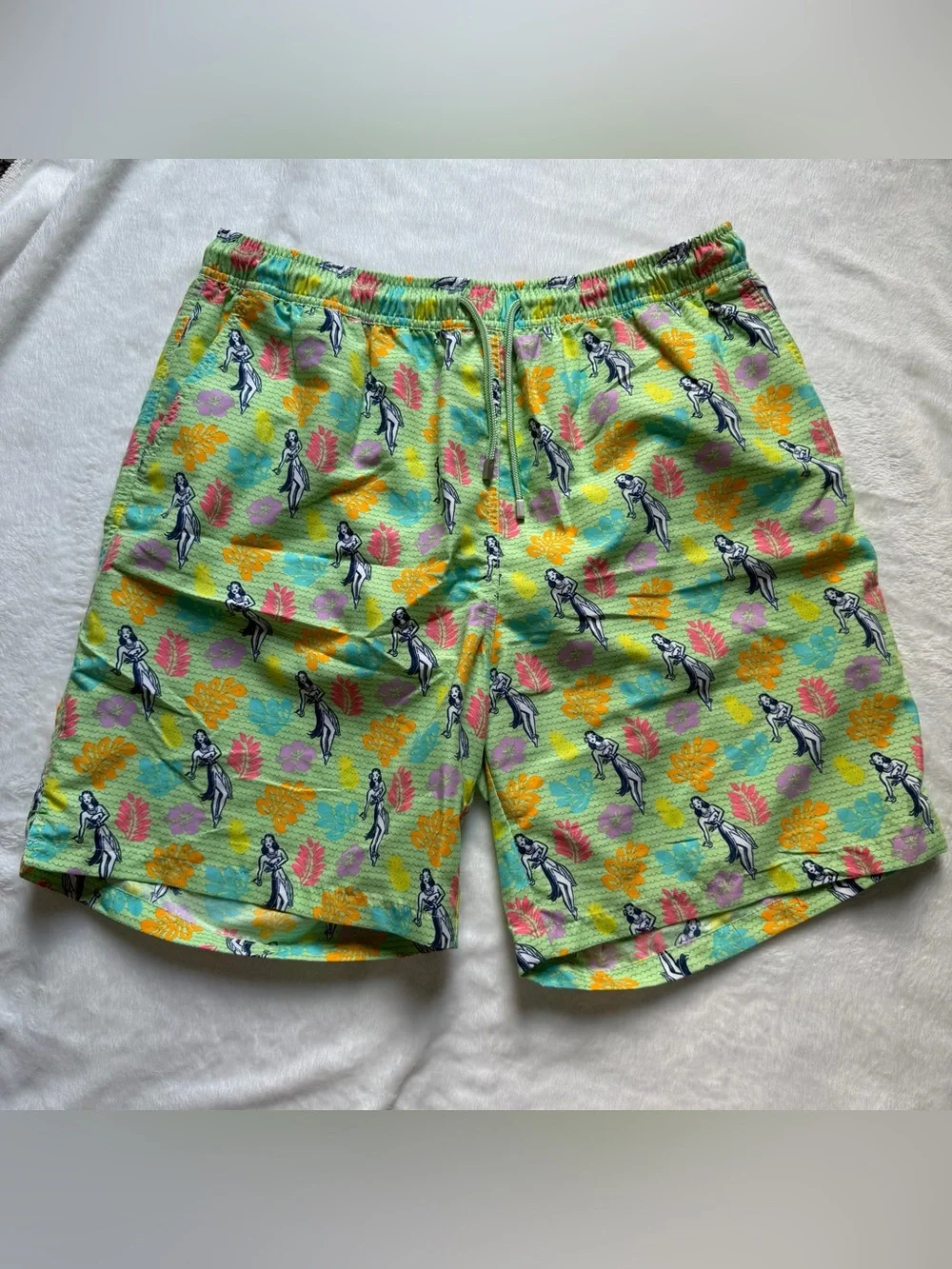 Peter Millar Hula Girl Swim Trunks Green